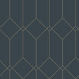 York Trilliant Dark Blue Art Deco Motif Wallpaper