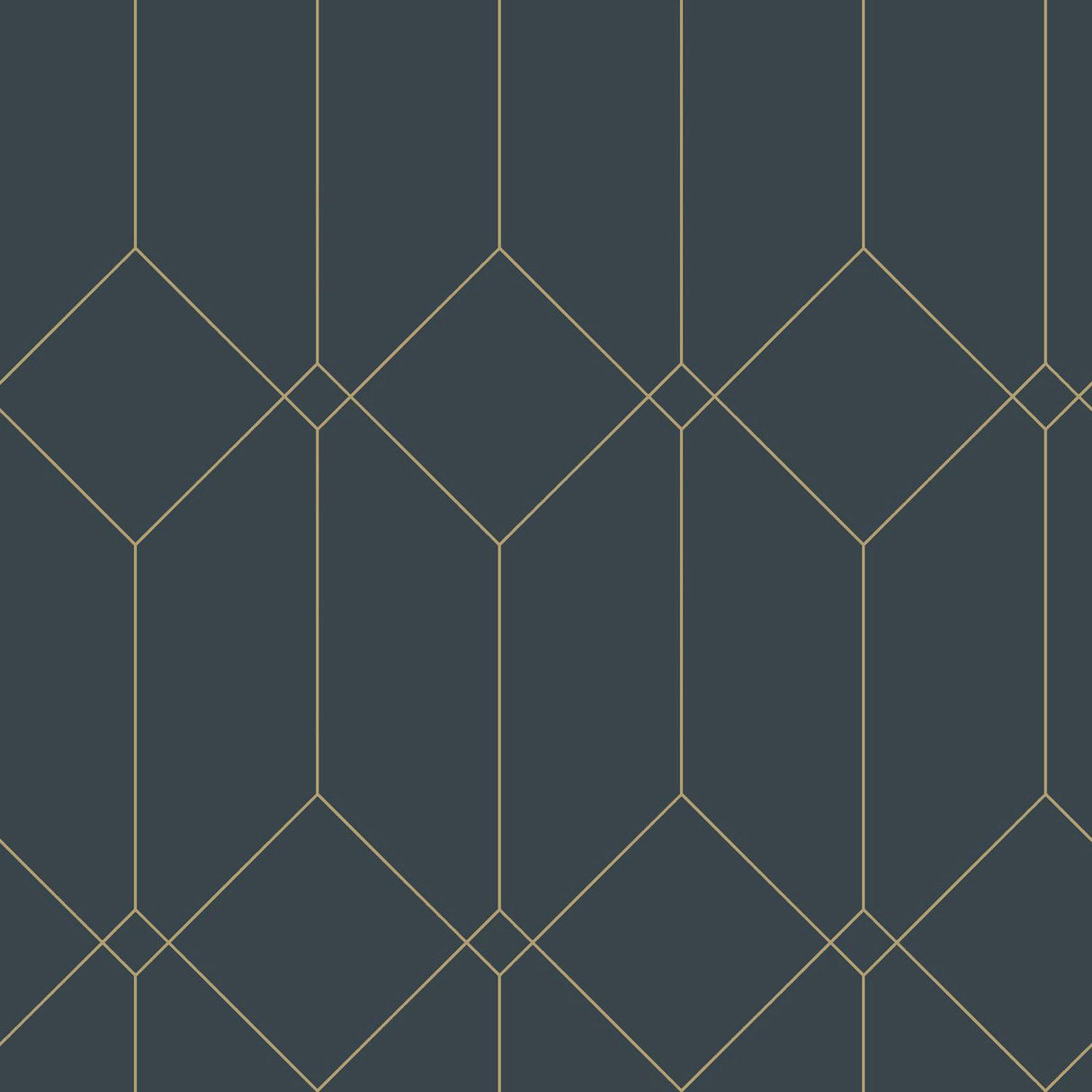 York Trilliant Dark Blue Art Deco Motif Wallpaper