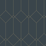 York Trilliant Dark Blue Art Deco Motif Wallpaper
