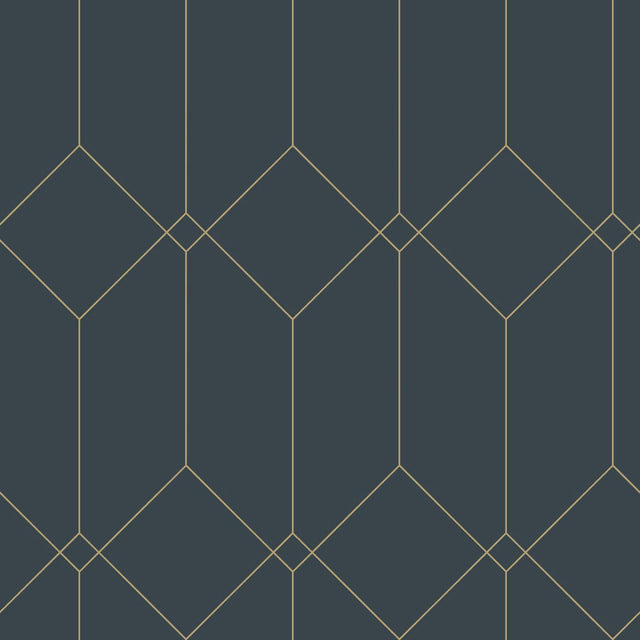 York Trilliant Dark Blue Art Deco Motif Wallpaper