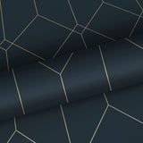 York Trilliant Dark Blue Art Deco Motif Wallpaper
