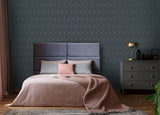 York Trilliant Dark Blue Art Deco Motif Wallpaper