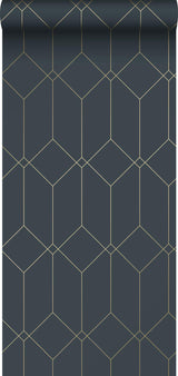 York Trilliant Dark Blue Art Deco Motif Wallpaper