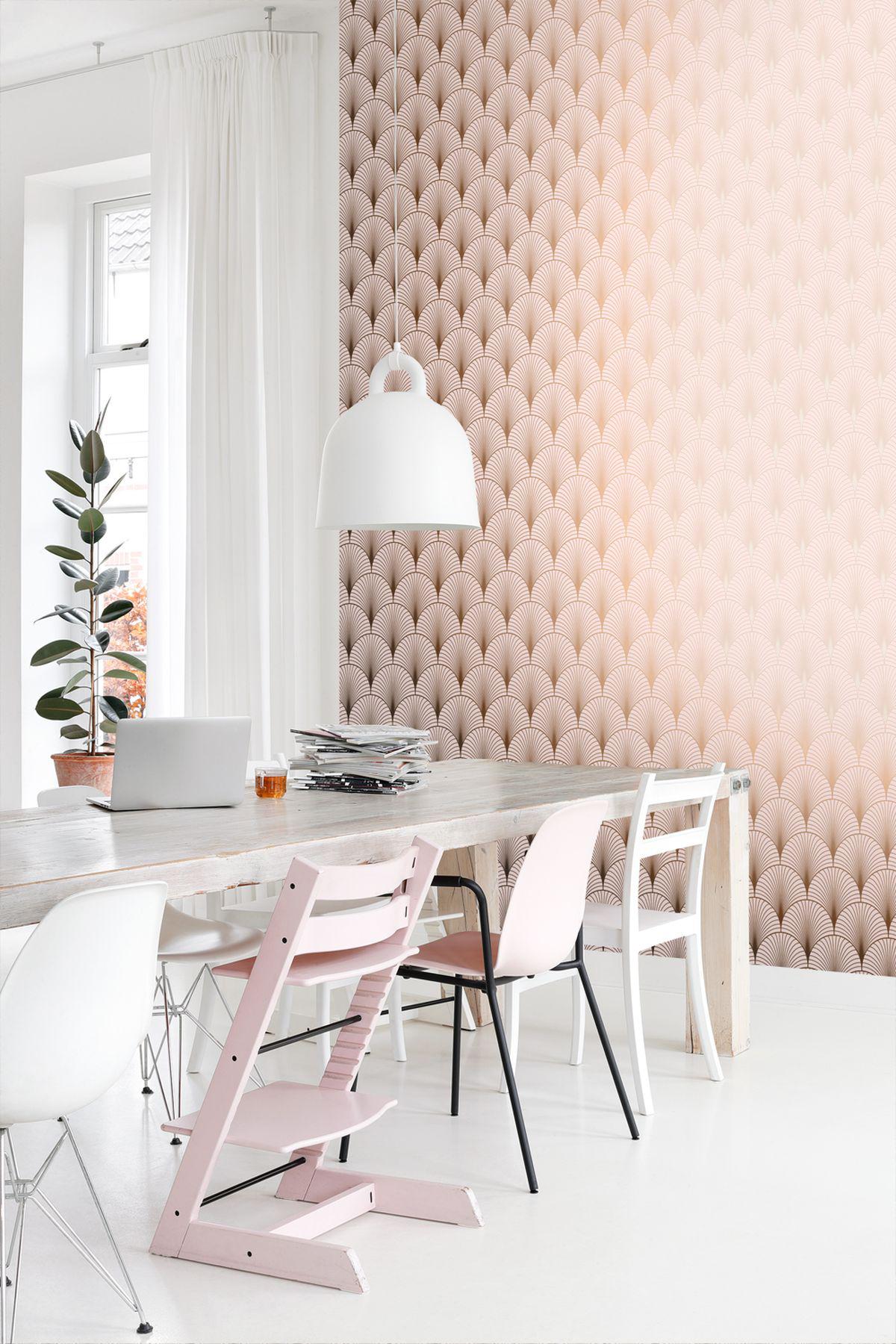 York Lempicka Pink Art Deco Motif Wallpaper