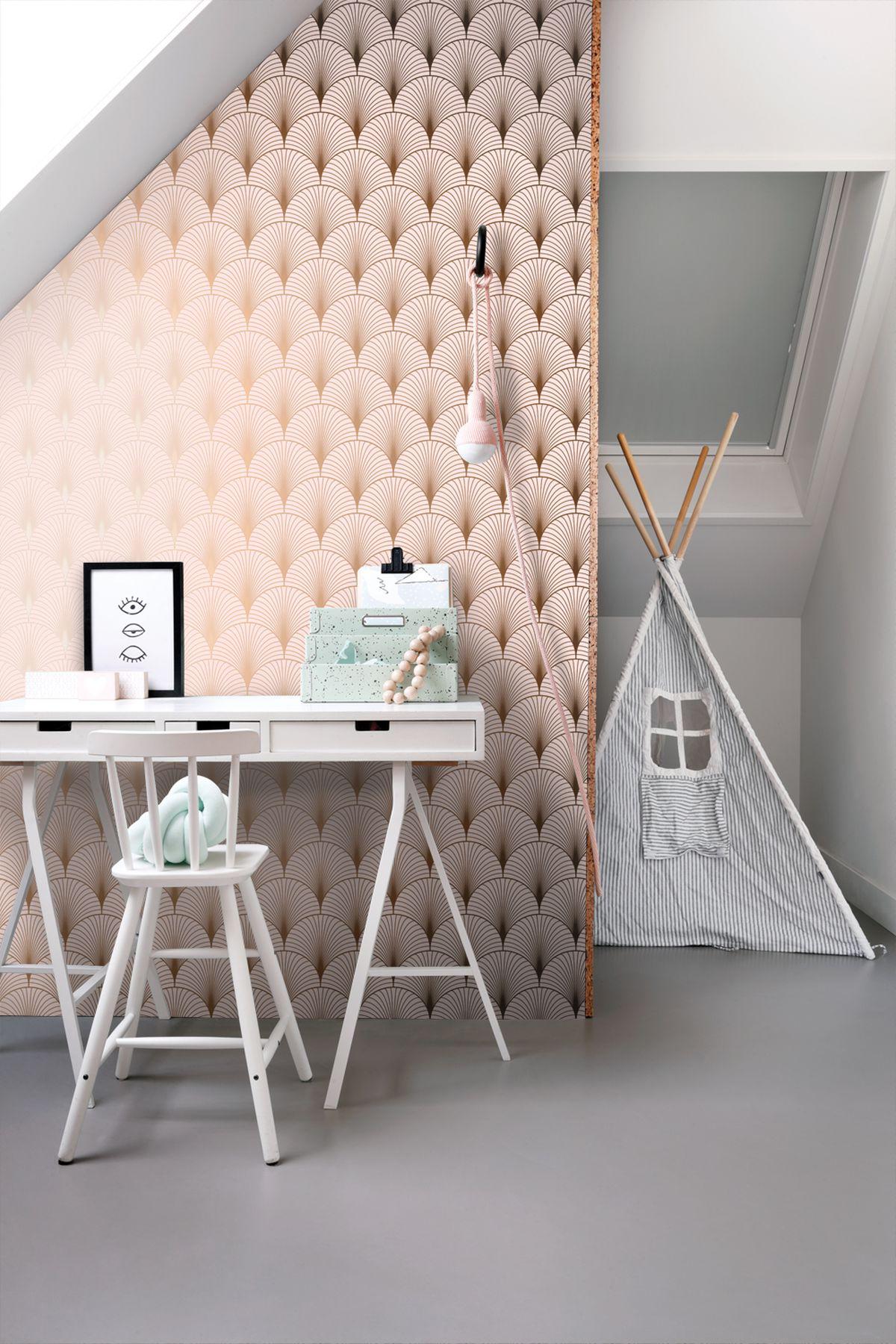 York Lempicka Pink Art Deco Motif Wallpaper