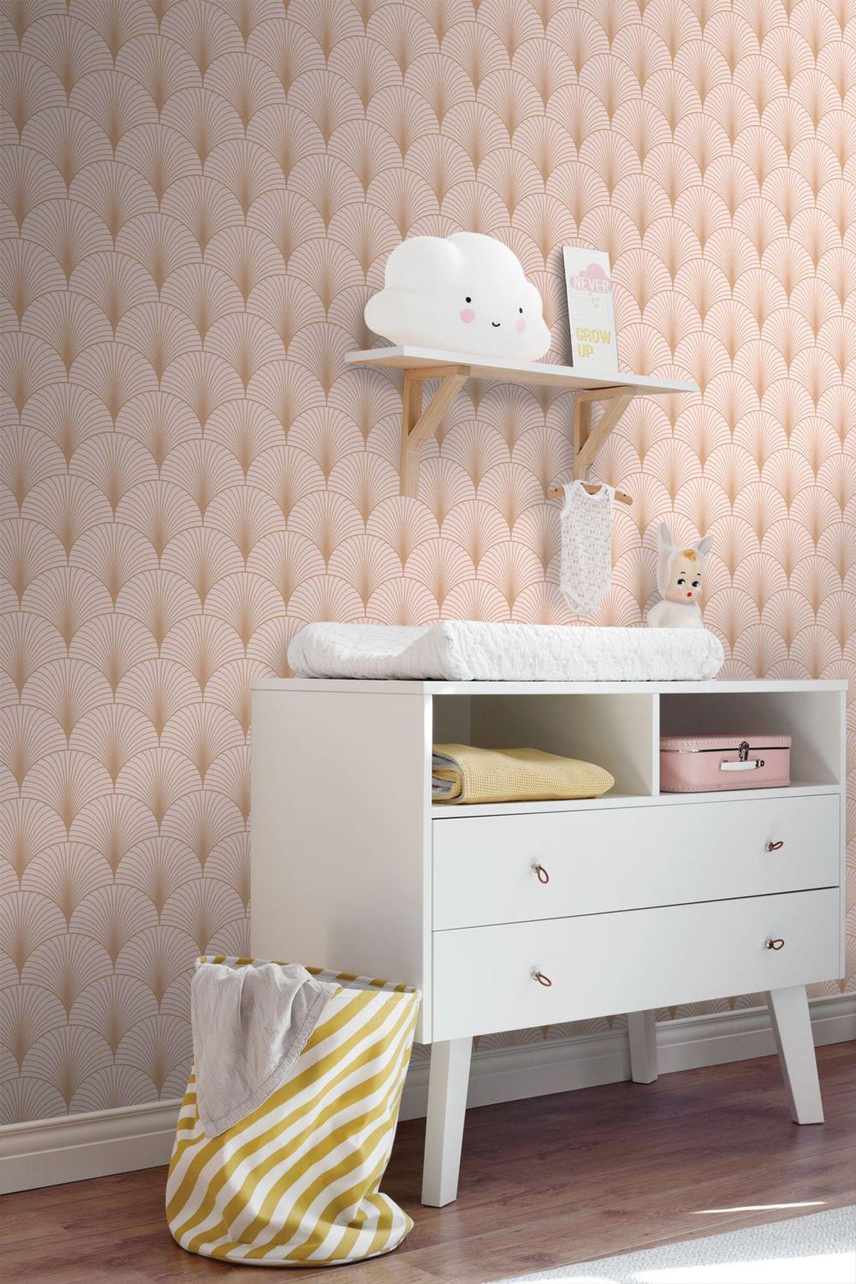 York Lempicka Pink Art Deco Motif Wallpaper