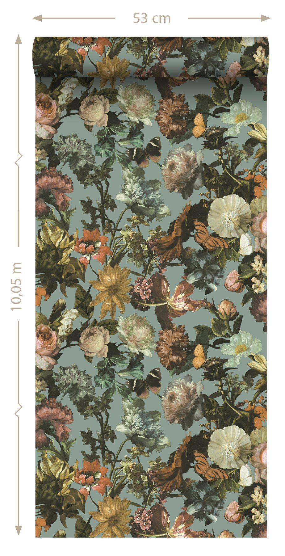 York Zarinda Light Blue Flowers Wallpaper