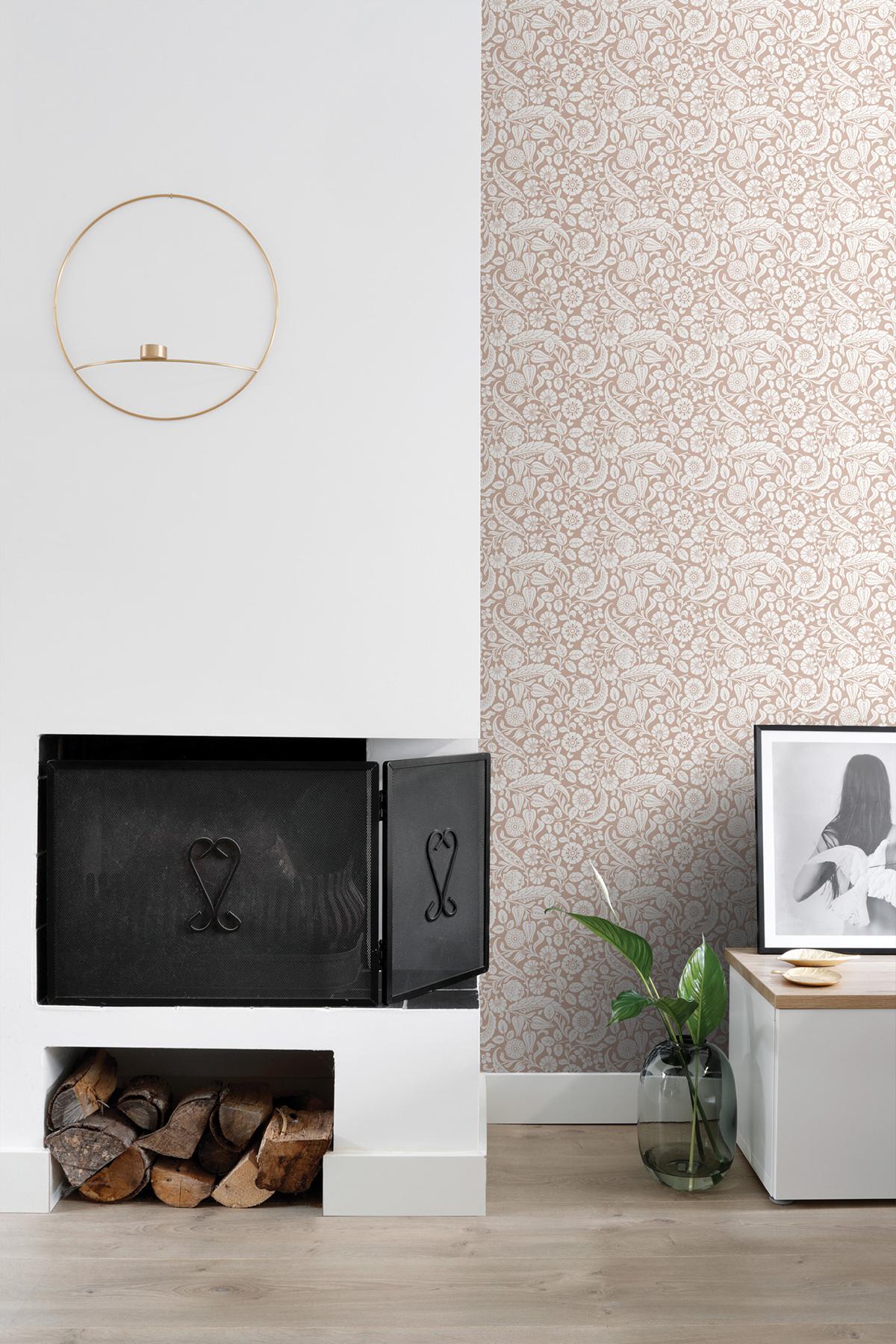 York Cordelia Pink Baroque Blooms Wallpaper