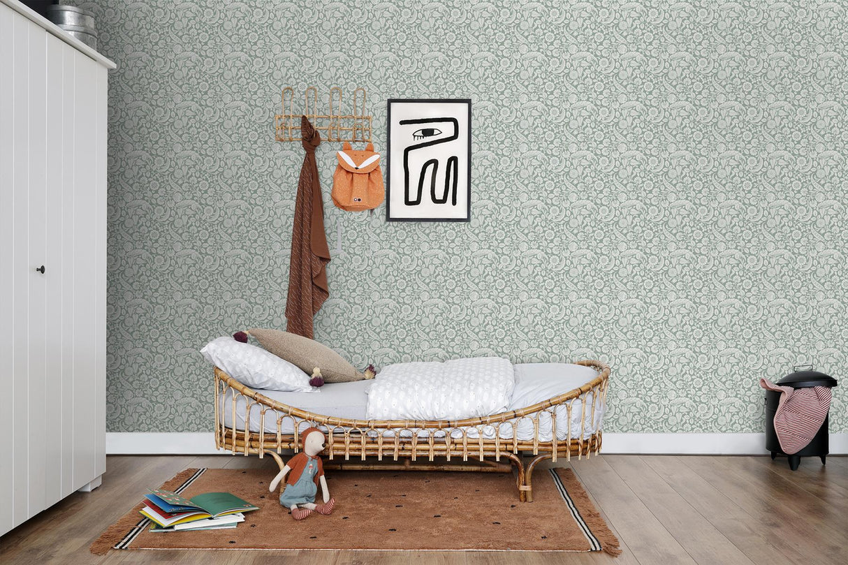 York Cordelia Green Baroque Blooms Wallpaper