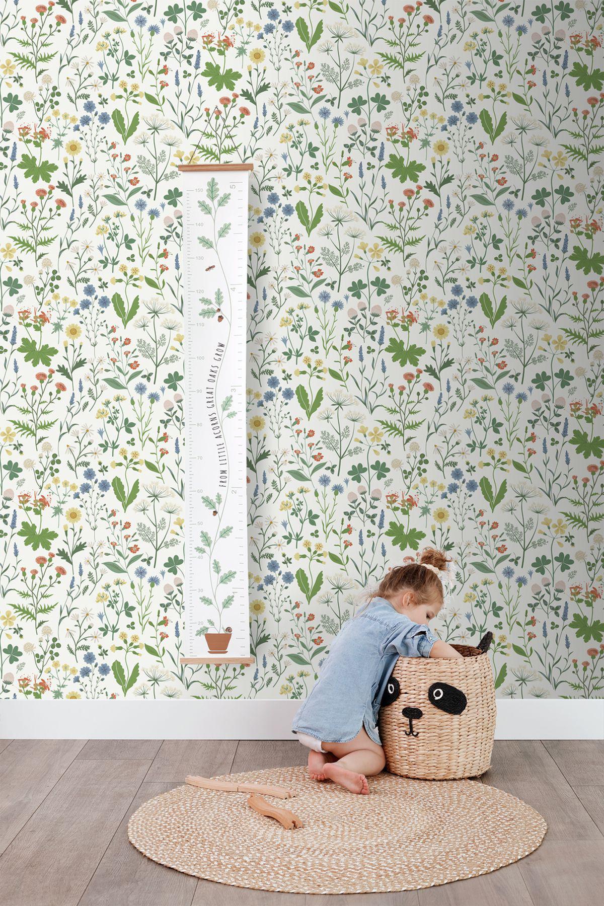 York Fiore Green Wildflowers Wallpaper