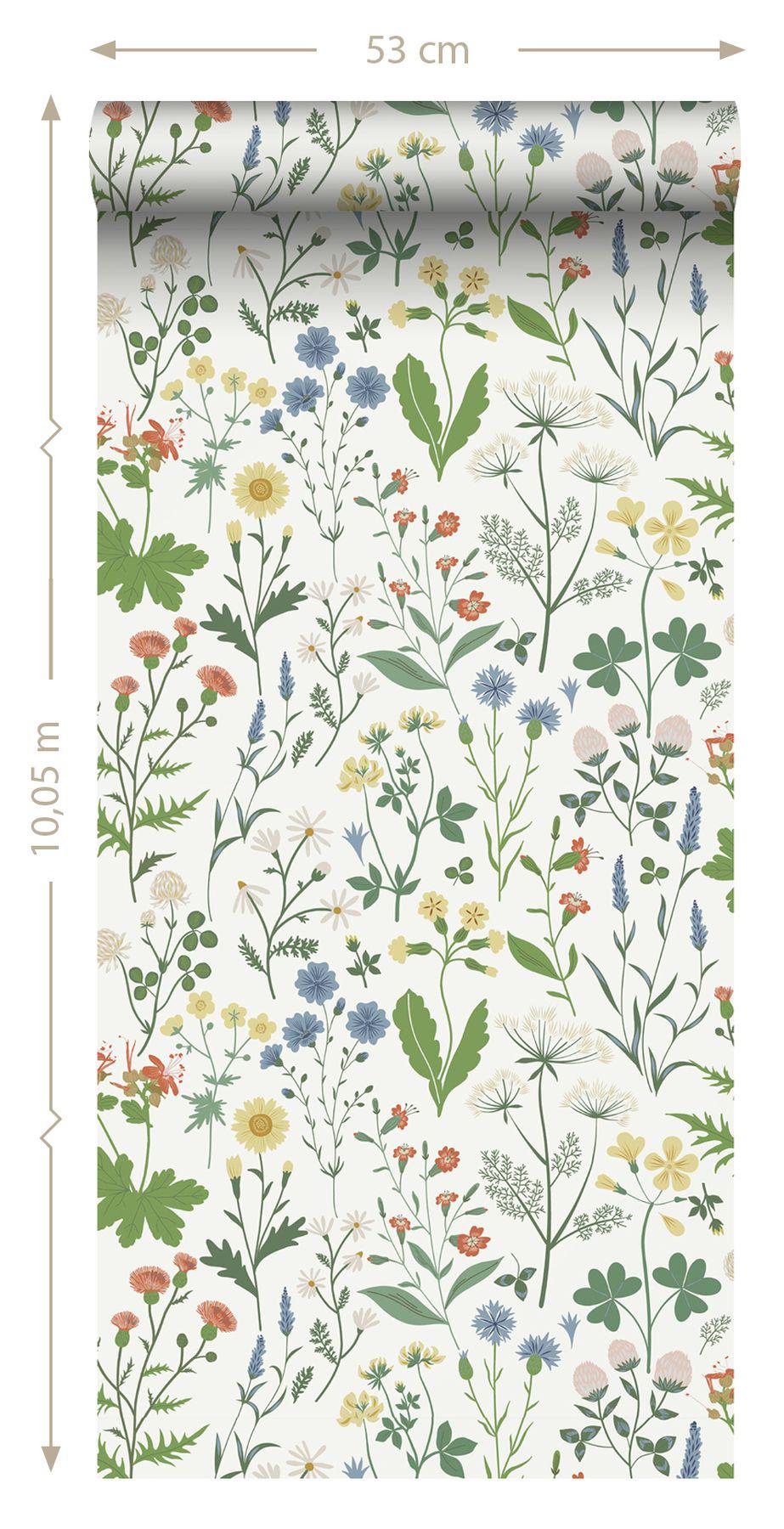 York Fiore Green Wildflowers Wallpaper