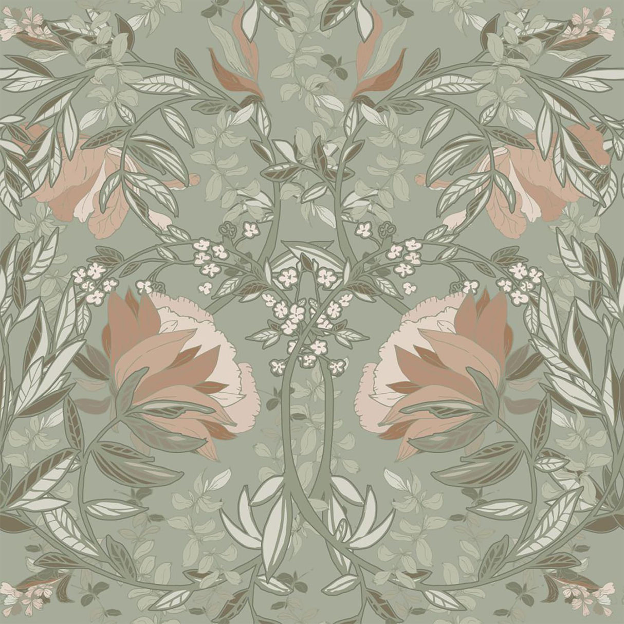 York Ester Sage Nouveau Blooms Wallpaper