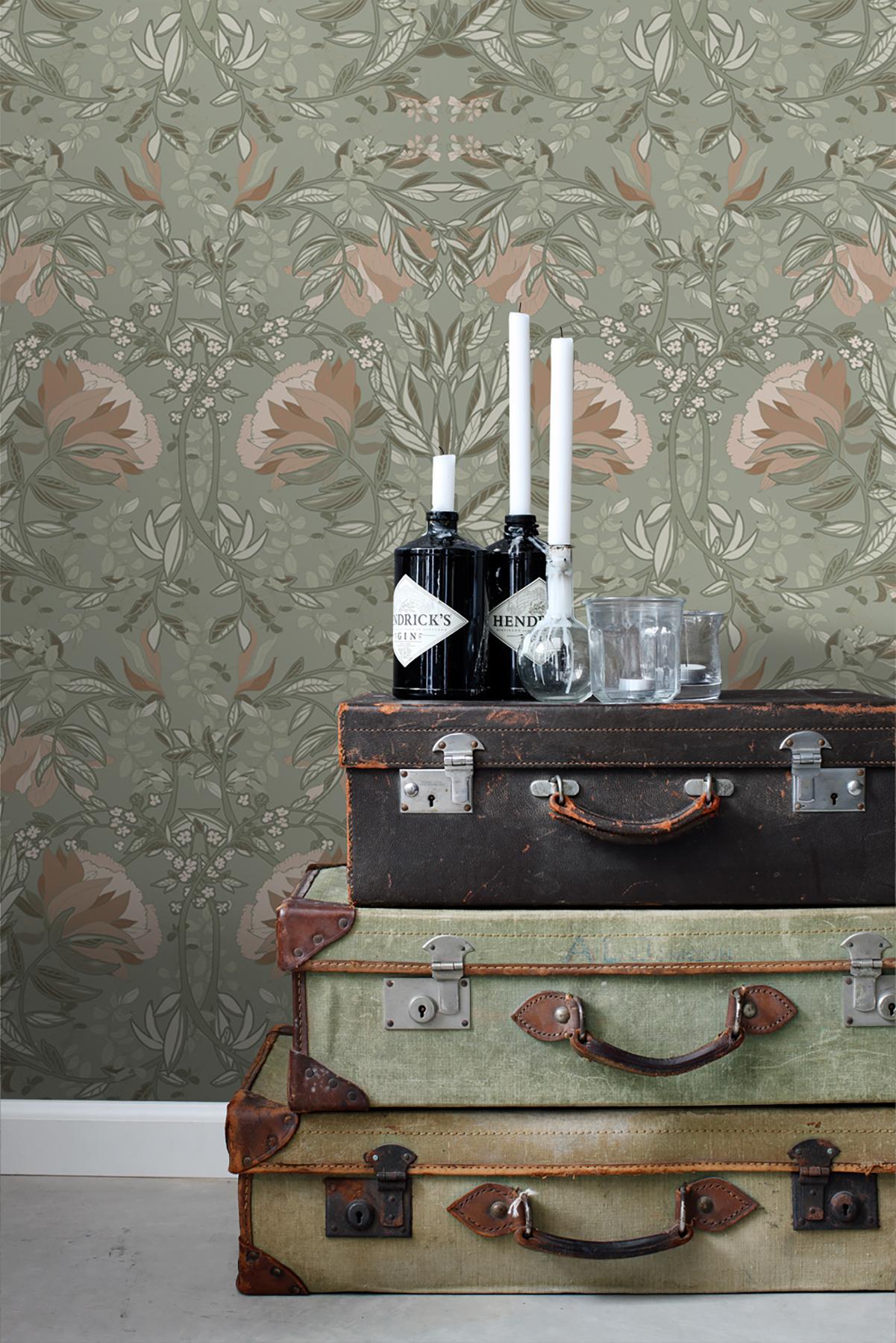 York Ester Sage Nouveau Blooms Wallpaper