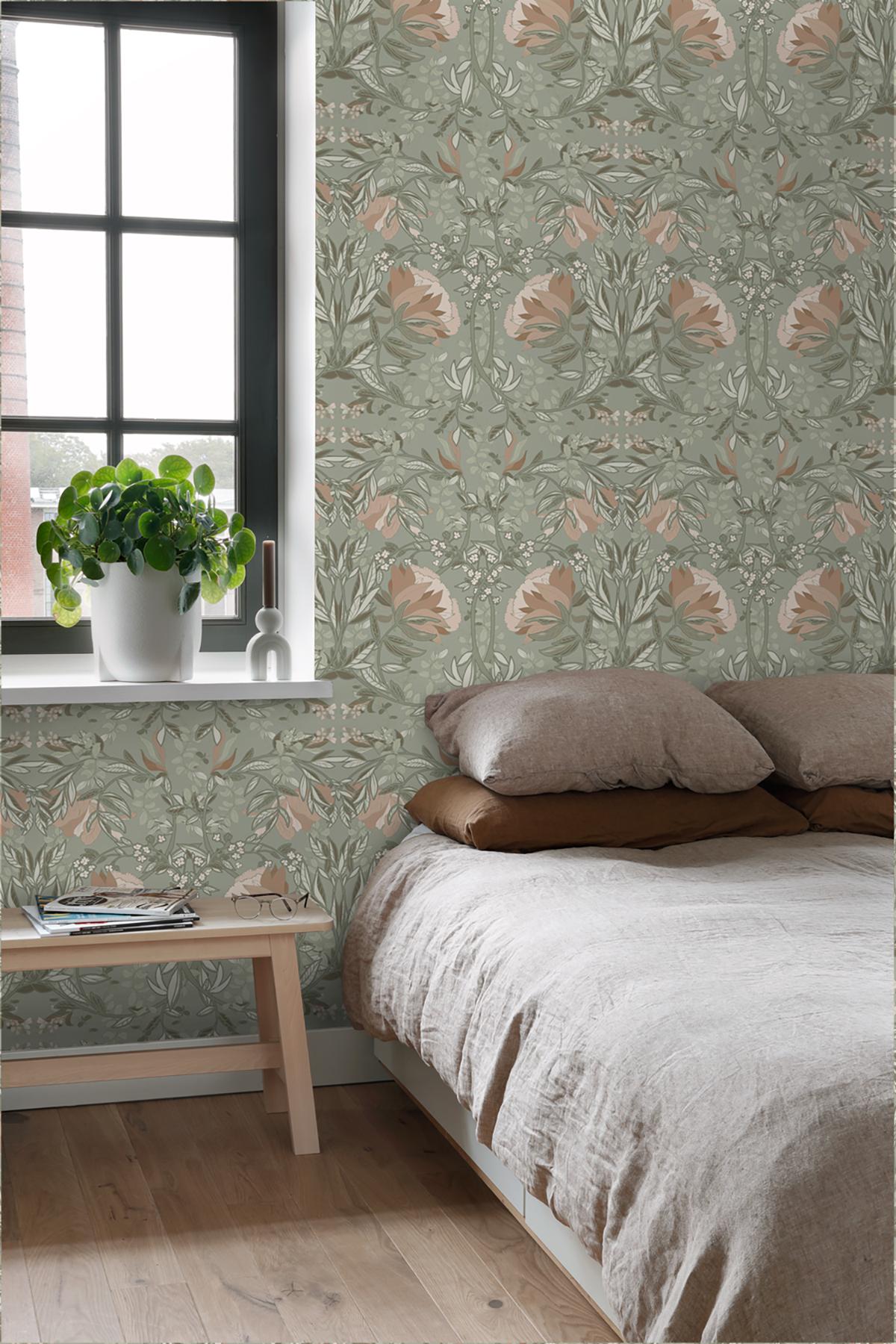 York Ester Sage Nouveau Blooms Wallpaper