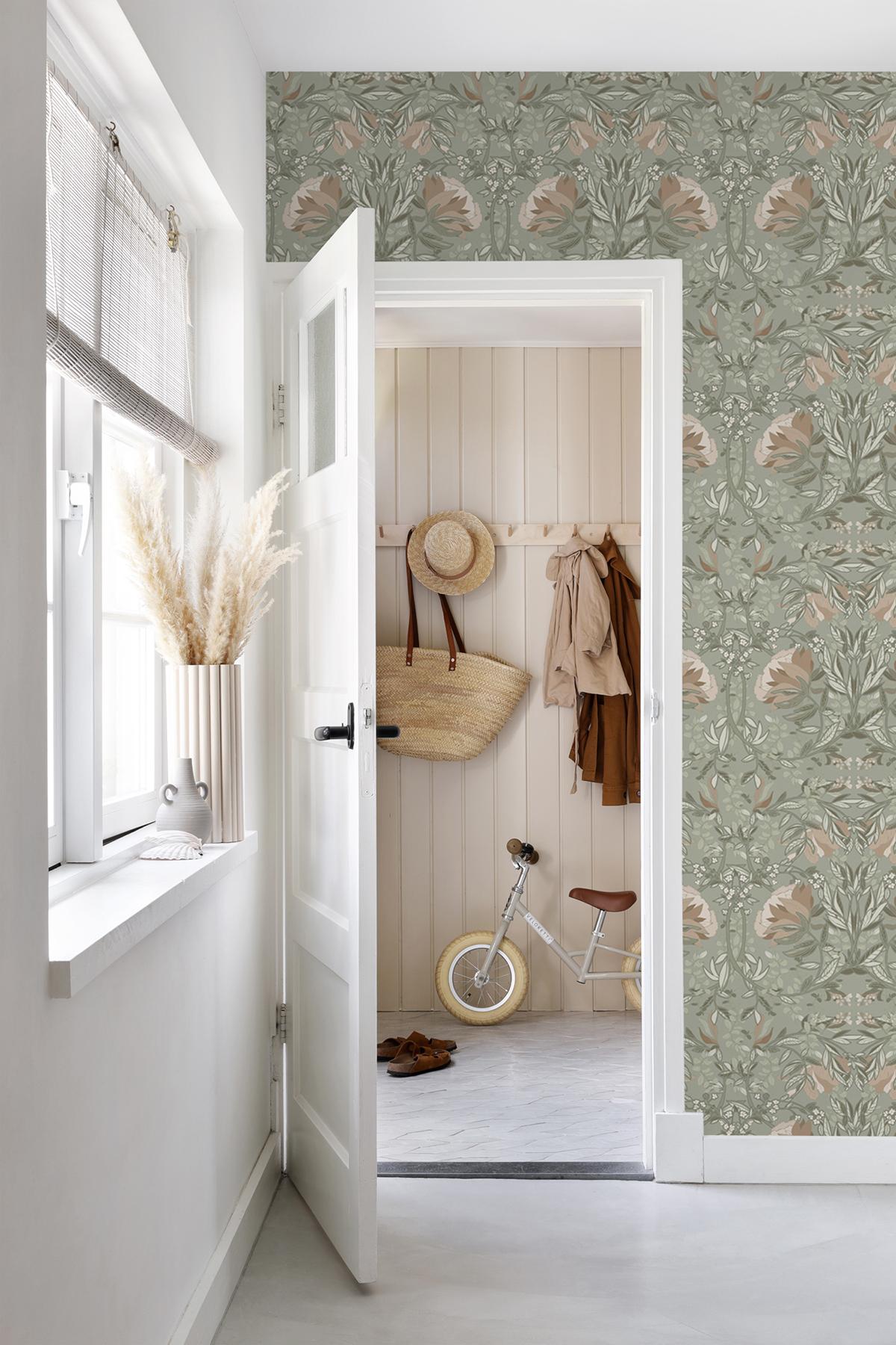 York Ester Sage Nouveau Blooms Wallpaper