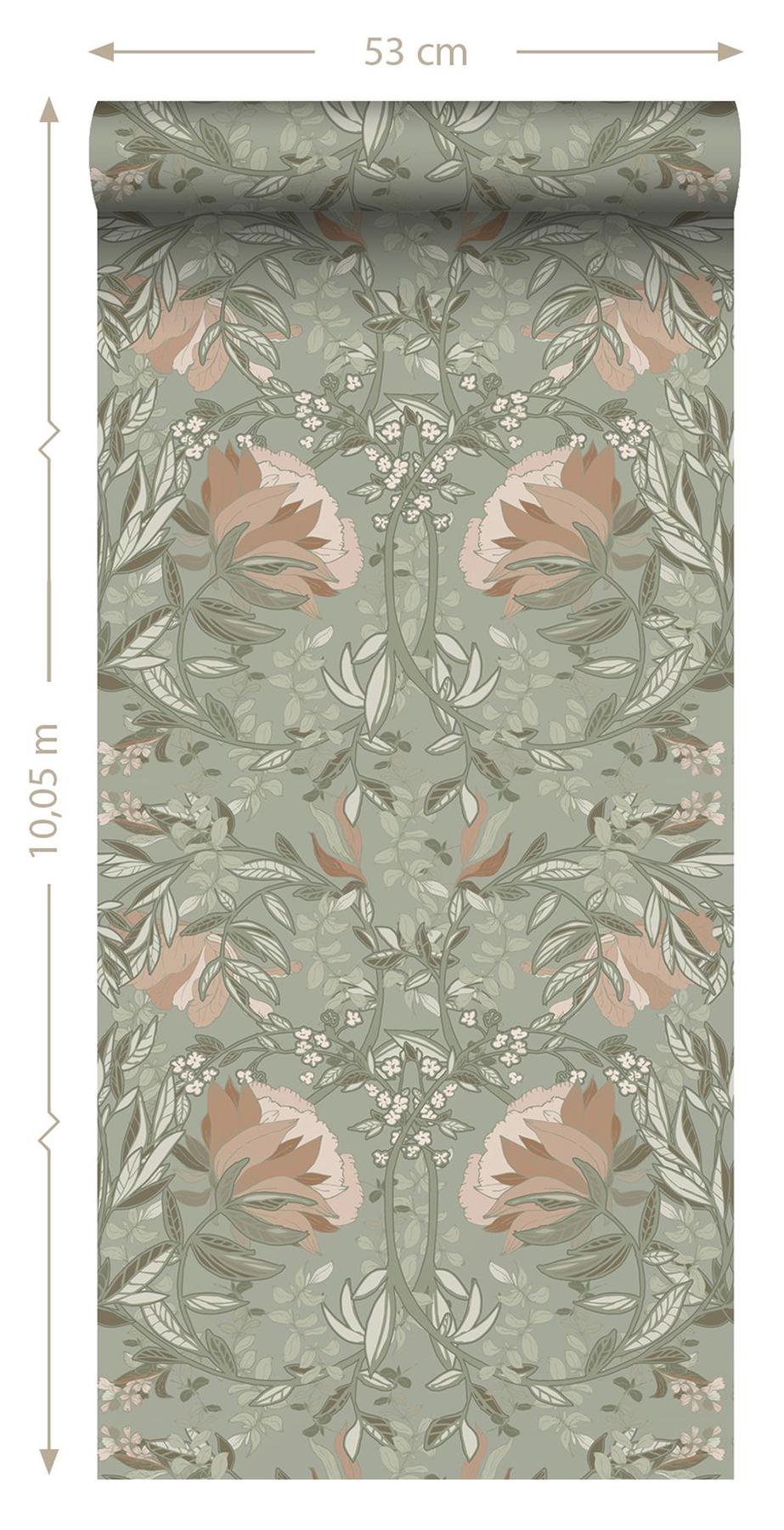 York Ester Sage Nouveau Blooms Wallpaper