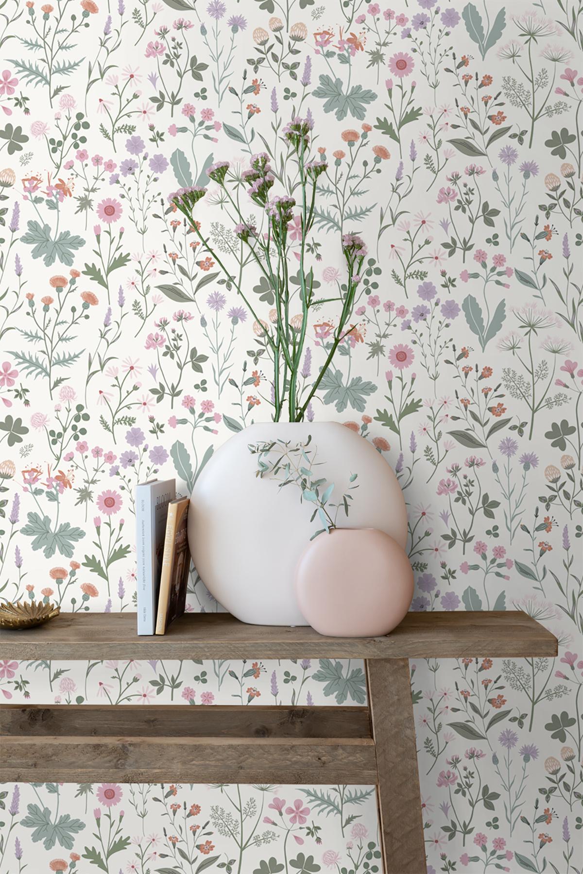 York Letitia Purple Summer Meadows Wallpaper