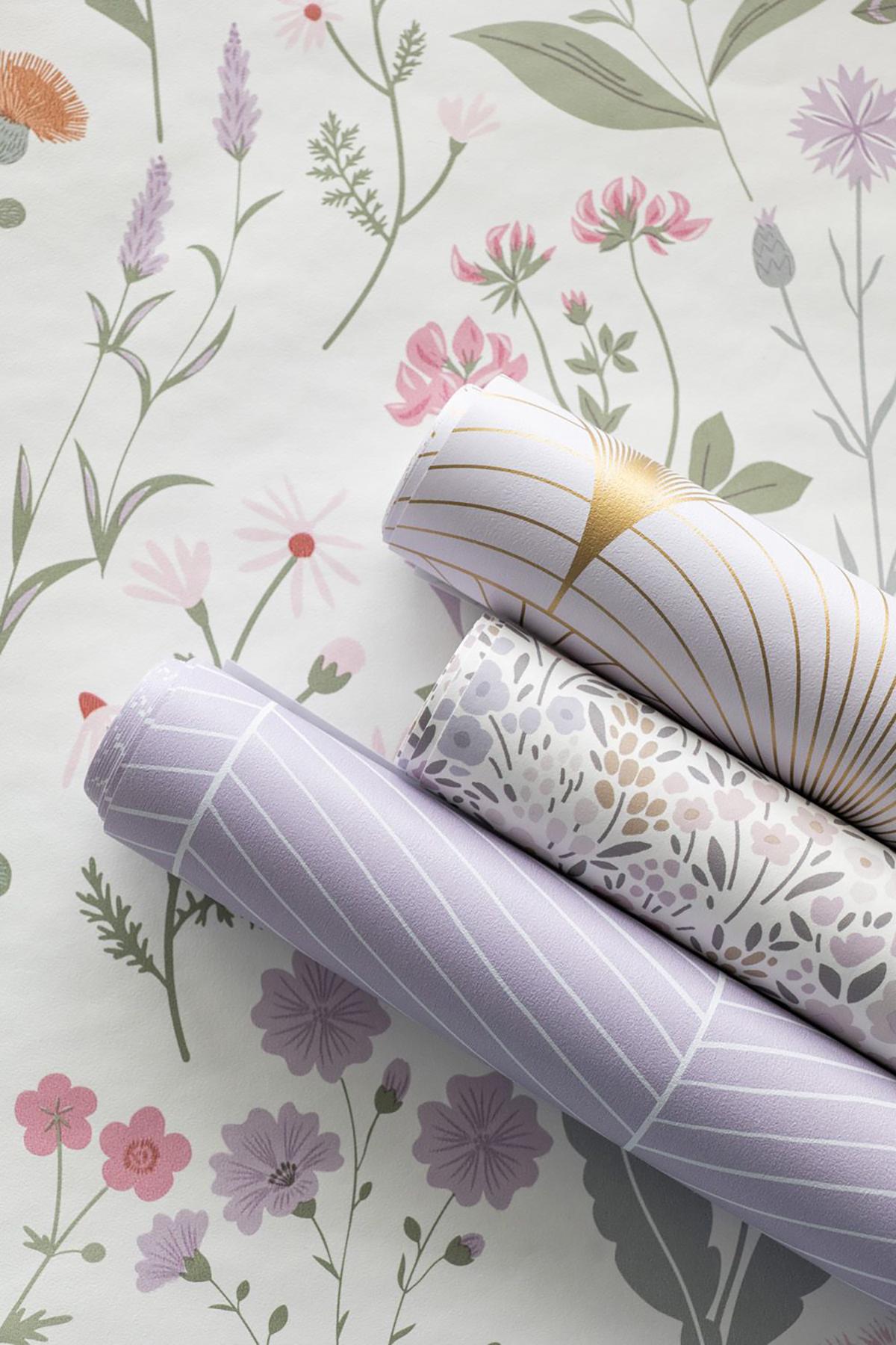 York Letitia Purple Summer Meadows Wallpaper