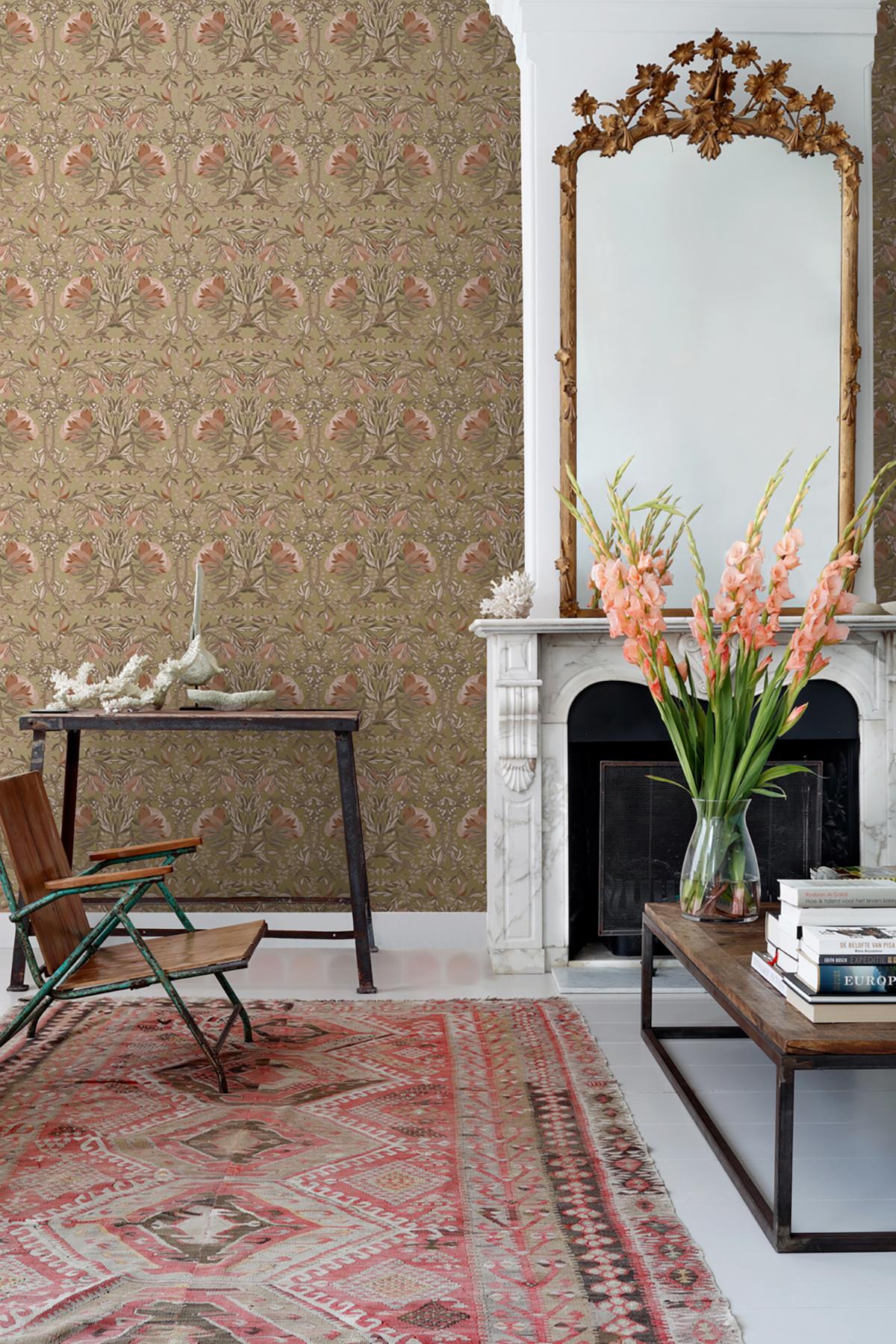 York Ester Gold Nouveau Blooms Wallpaper