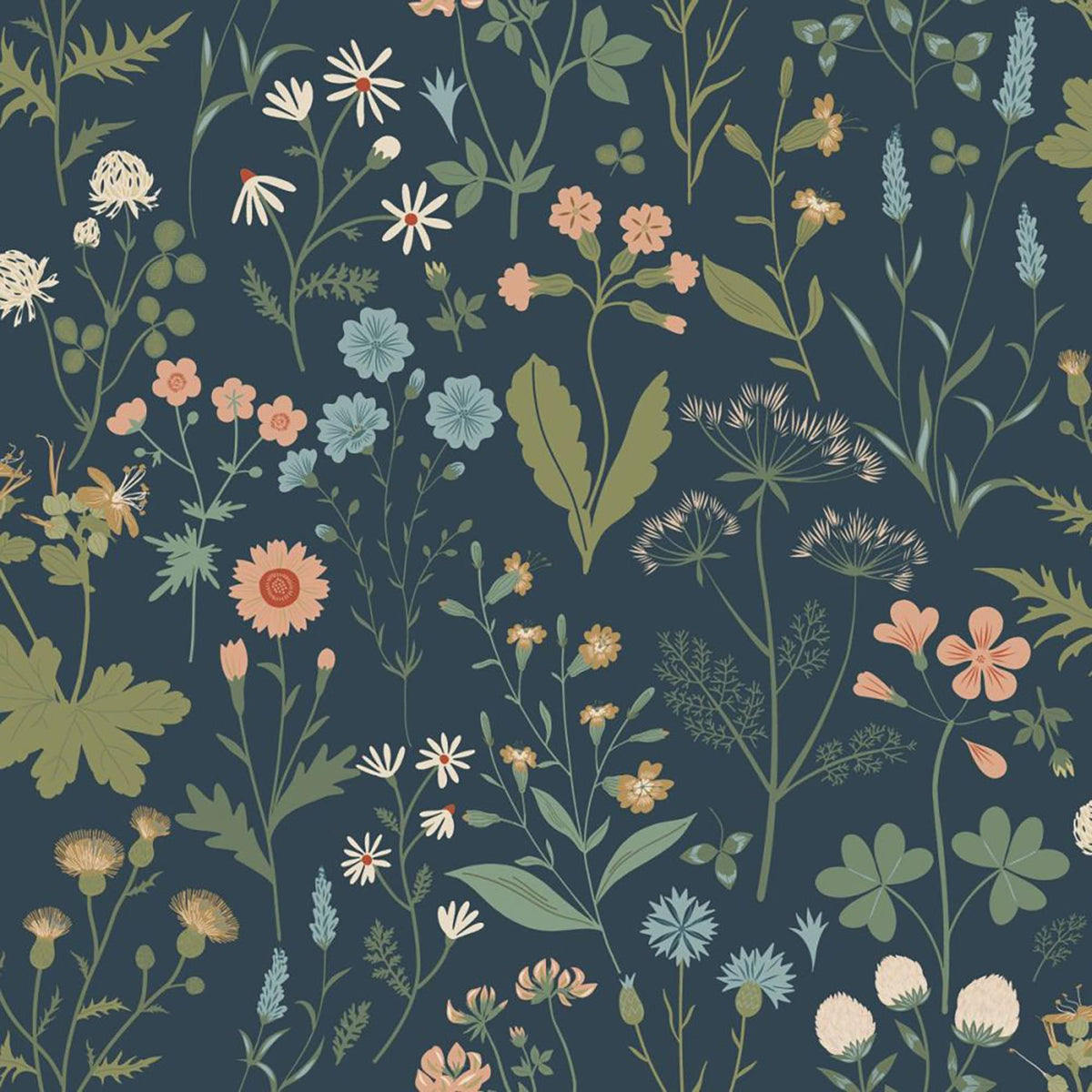York Letitia Indigo Summer Meadows Wallpaper