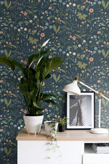 York Letitia Indigo Summer Meadows Wallpaper