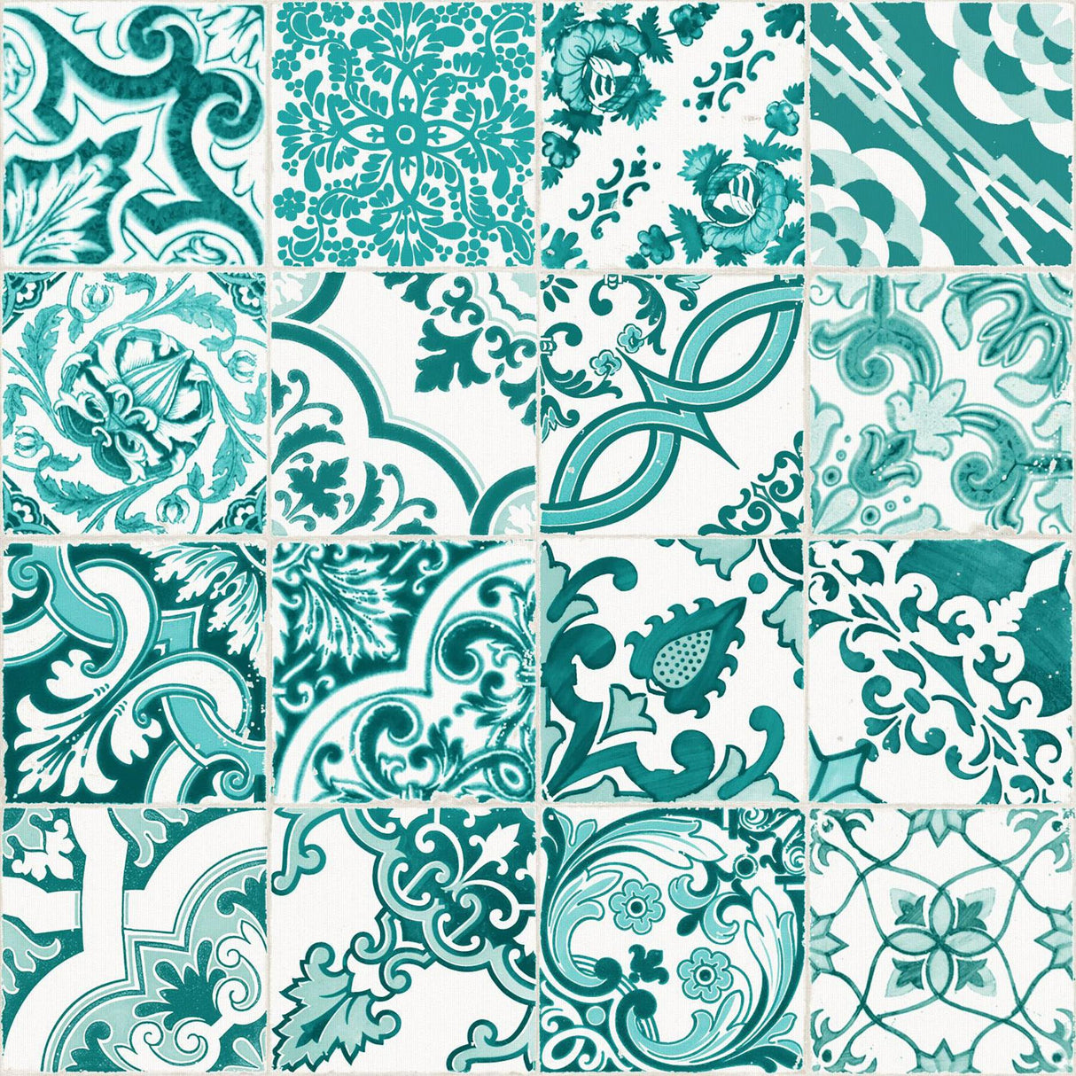 York Cohen Turquoise Tile Wallpaper