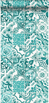 York Cohen Turquoise Tile Wallpaper