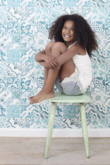 York Cohen Turquoise Tile Wallpaper
