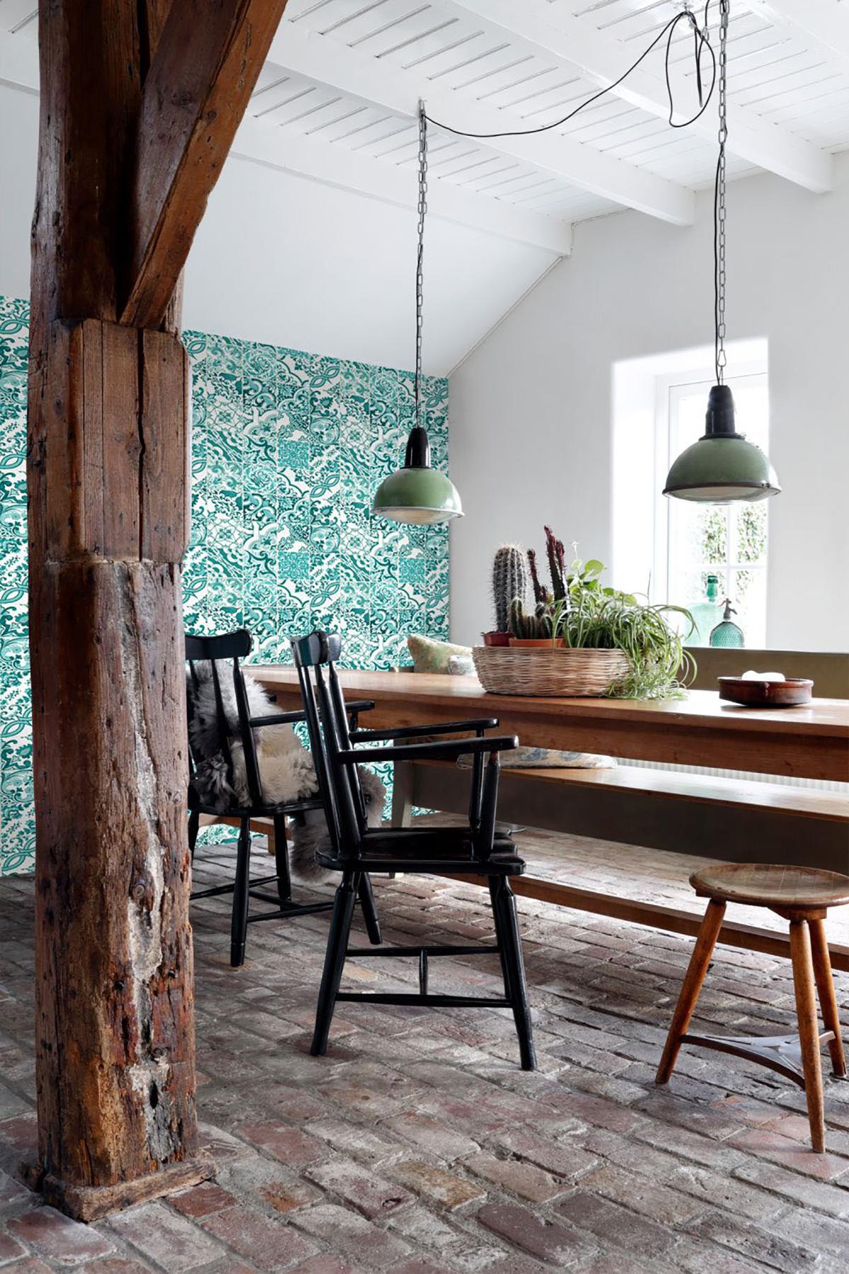 York Cohen Turquoise Tile Wallpaper