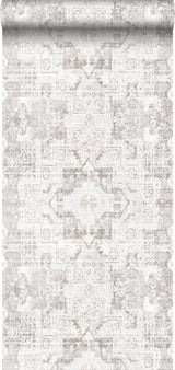 York Desmond Beige Distressed Medallion Wallpaper