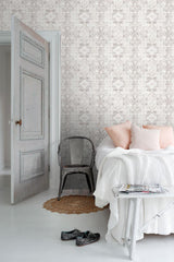 York Desmond Beige Distressed Medallion Wallpaper