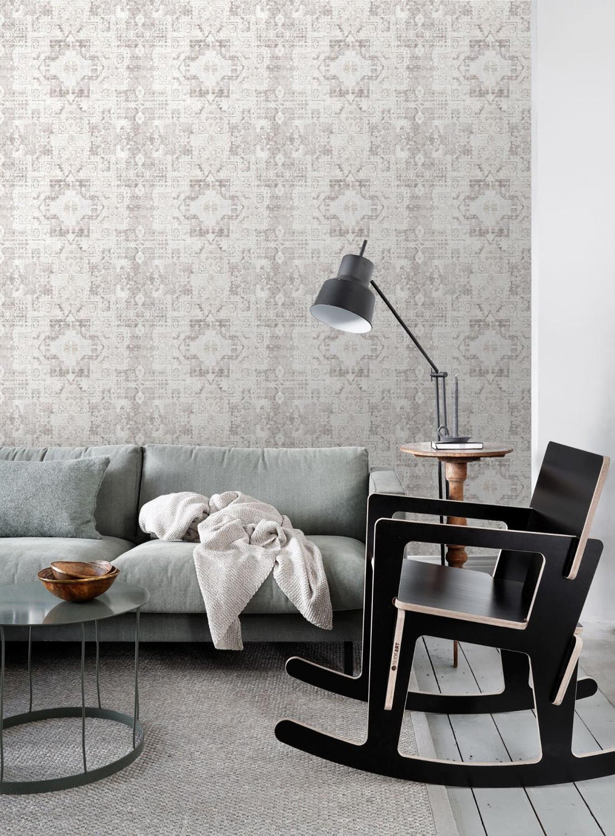 York Desmond Beige Distressed Medallion Wallpaper