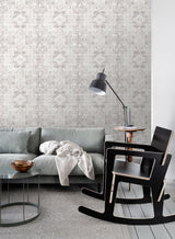 York Desmond Beige Distressed Medallion Wallpaper