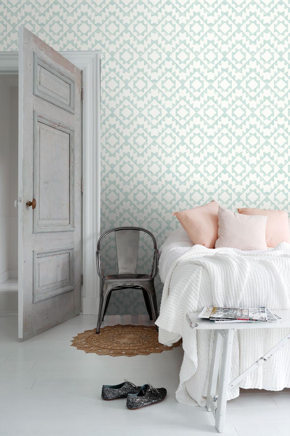 York Fantine Mint Geometric Wallpaper