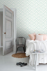 York Fantine Mint Geometric Wallpaper
