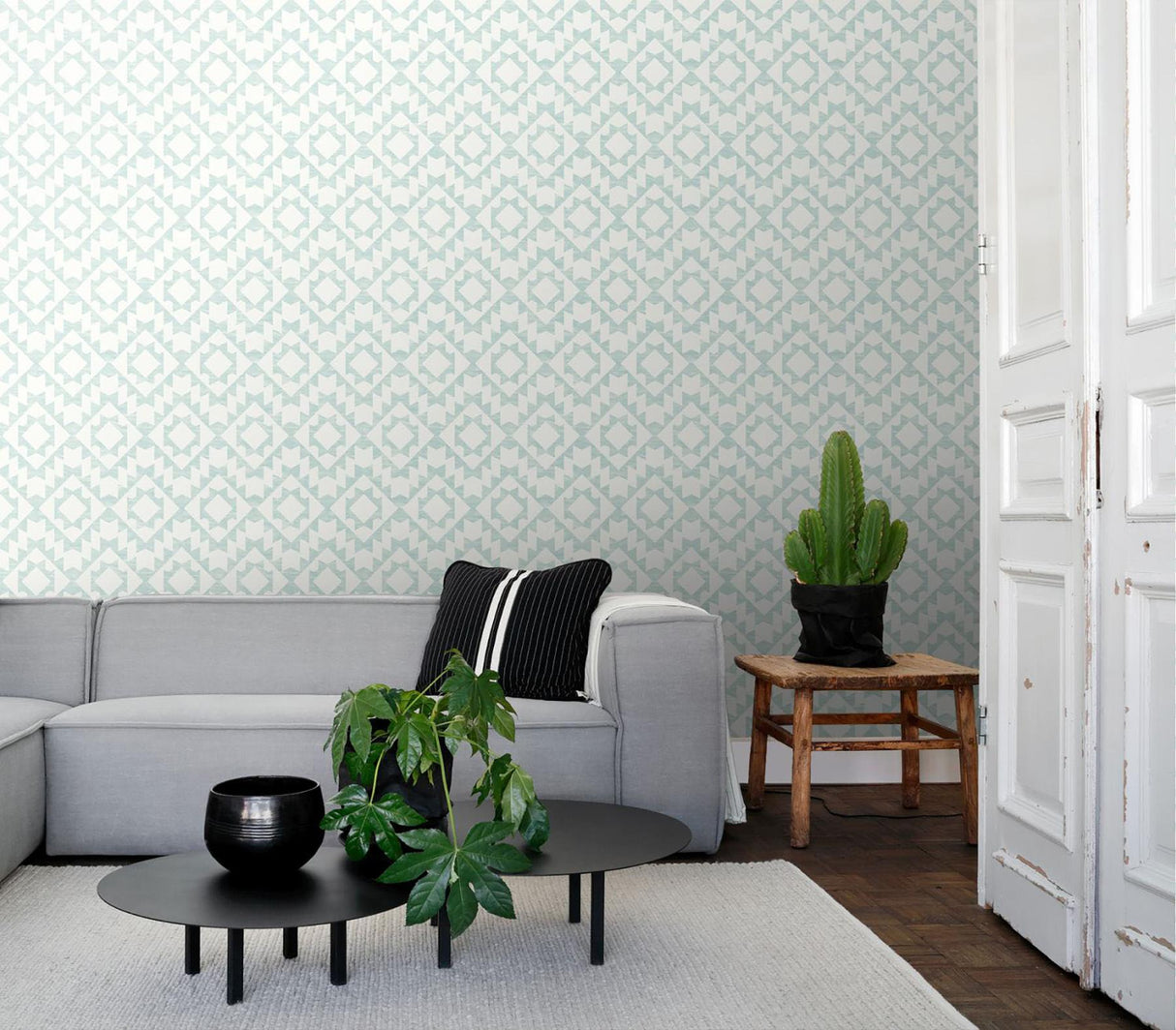 York Fantine Mint Geometric Wallpaper