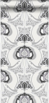 York Joaquin Black Art Nouveau Floral Wallpaper