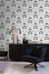 York Joaquin Black Art Nouveau Floral Wallpaper