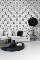 York Joaquin Black Art Nouveau Floral Wallpaper