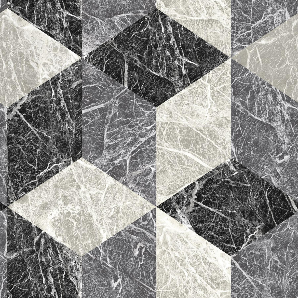 York Rizzo Black Geometric Stone Wallpaper