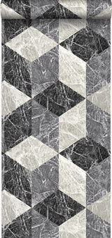 York Rizzo Black Geometric Stone Wallpaper