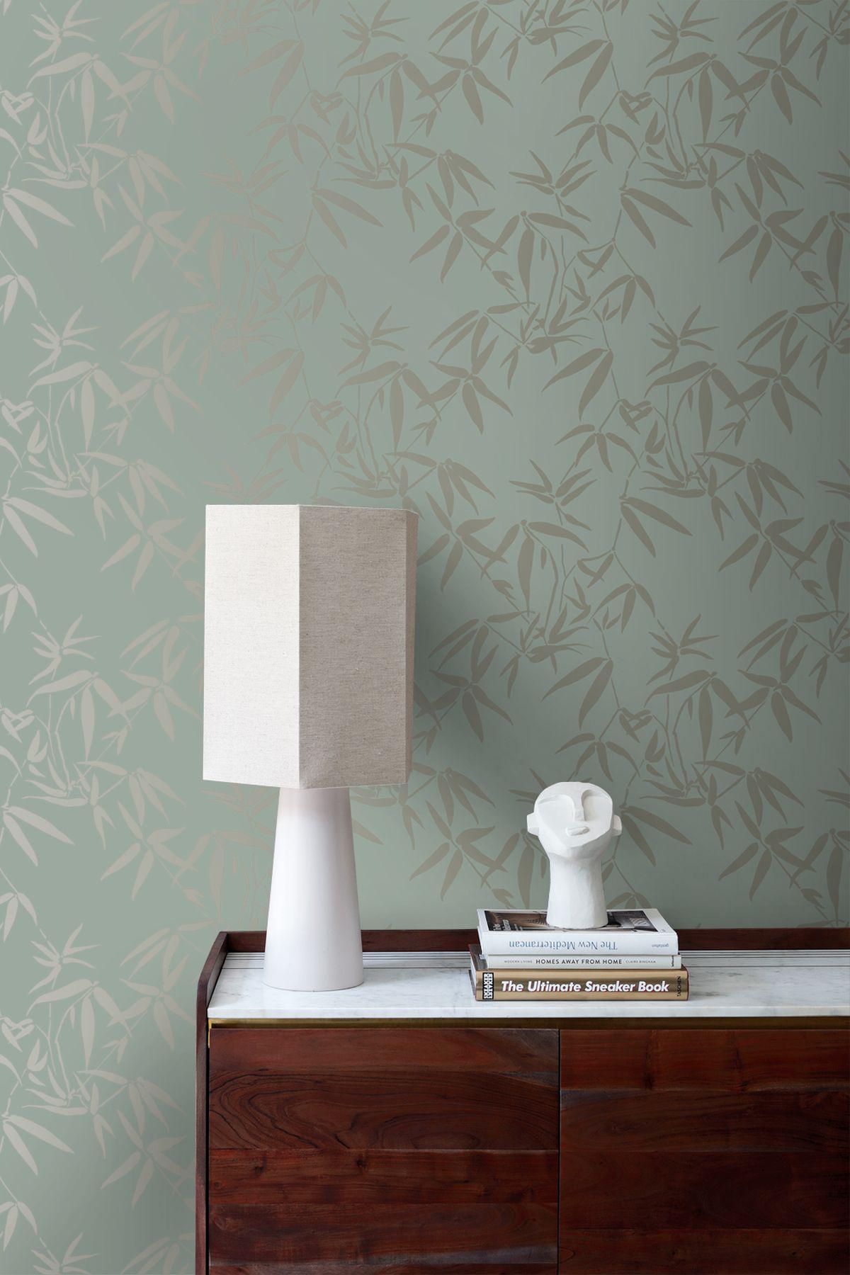 York Guadua Green Bamboo Leaves Wallpaper