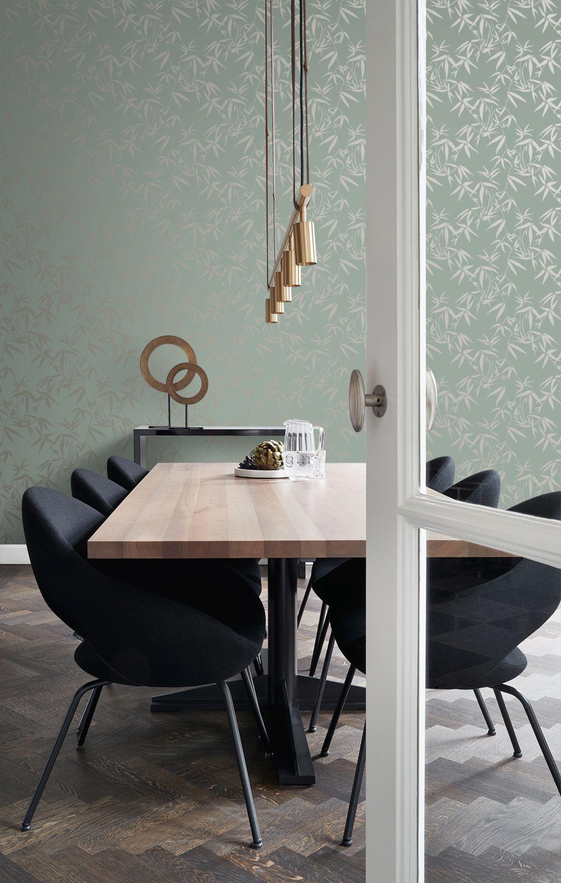 York Guadua Green Bamboo Leaves Wallpaper