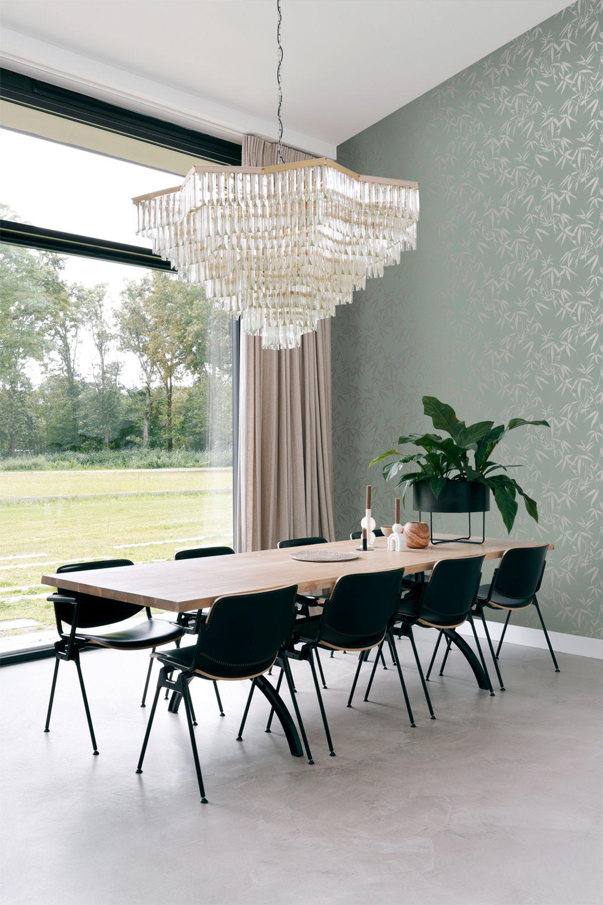 York Guadua Green Bamboo Leaves Wallpaper