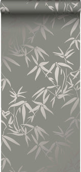 York Guadua Grey Bamboo Leaves Wallpaper