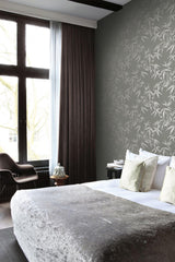 York Guadua Grey Bamboo Leaves Wallpaper