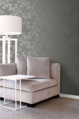 York Guadua Grey Bamboo Leaves Wallpaper