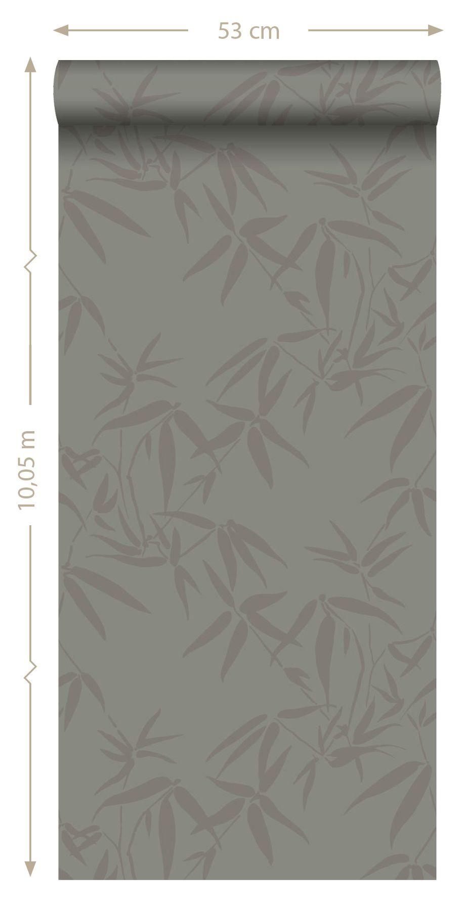 York Guadua Grey Bamboo Leaves Wallpaper