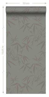 York Guadua Grey Bamboo Leaves Wallpaper