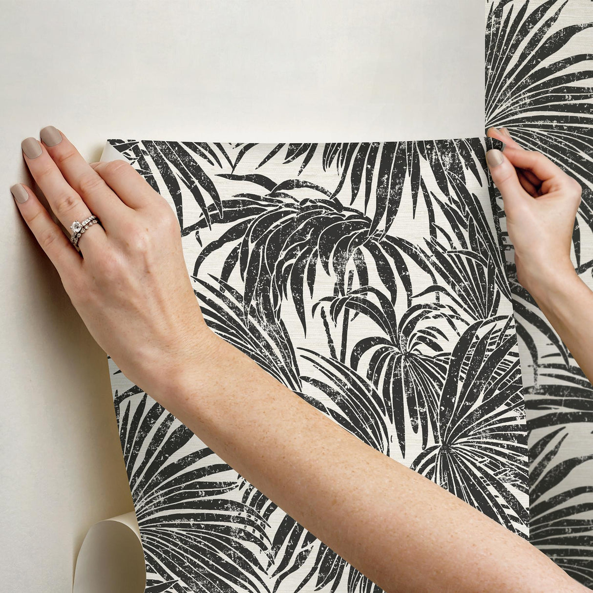 York Black & White Cassava Palm Peel & Stick Wallpaper